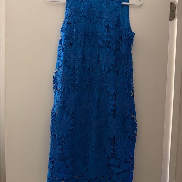 London Times Dresses & Skirts - London Times Blue Floral Lace Shift Dress Size 6 Elegant Occasion Dress